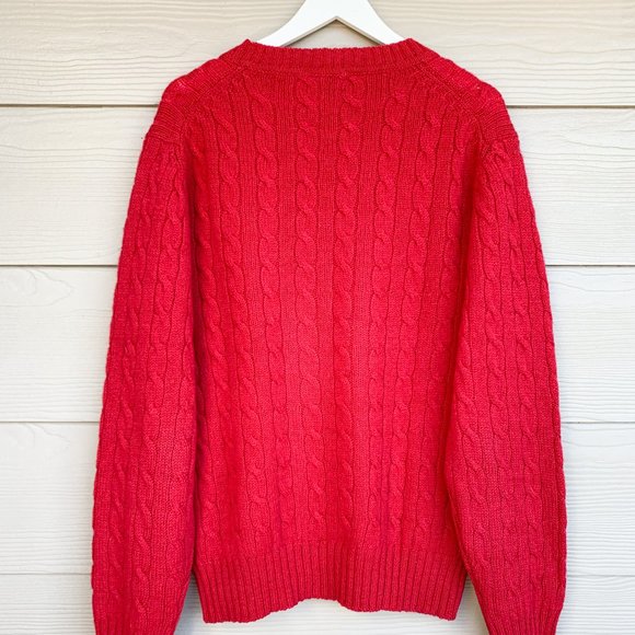 Rare Vintage Scottish Shetland Wool Sweater, Red L - Picture 3 of 7